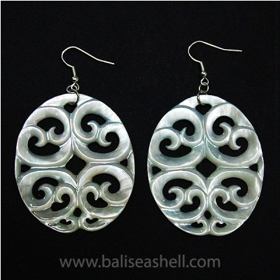 earring shell stainless clap with art carving