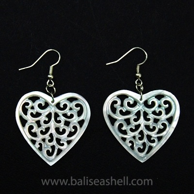 mother of pearl earring art love carving