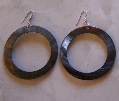 black mop shell earring stainless