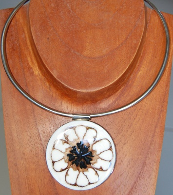 shell necklace art with stainless