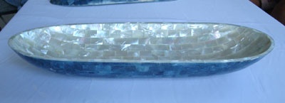 obval bowl white and blue