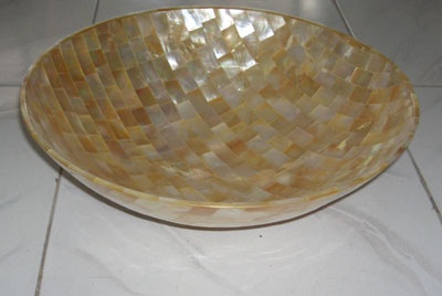 bowl made from yellow mop shell