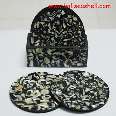 coaster shell art inlay mosaic