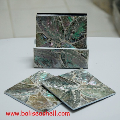 sea shell mosaic coaster abalone