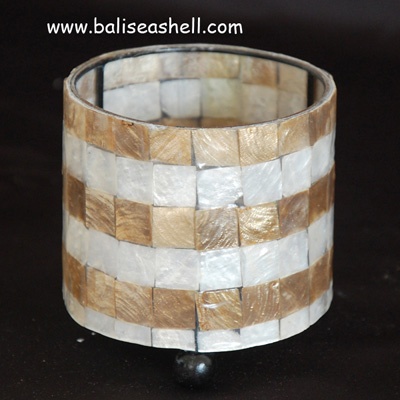 shell capis round art box for candle light