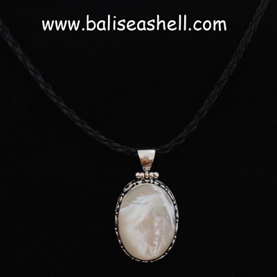 black pen art necklace shell