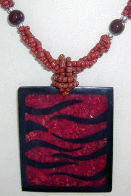 mosaic red coral necklace