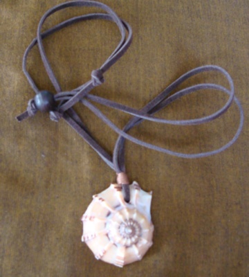 shell art with necklace leather
