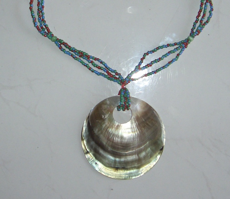 black shell neclace around