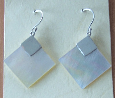 white mop shell silver earring