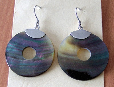 black mop silver earring