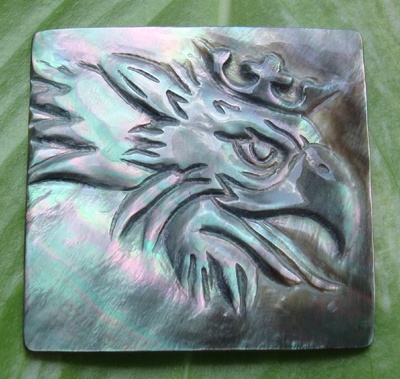 mother of pearl art with eagle art