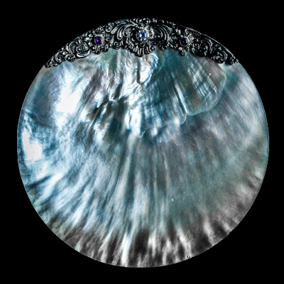 White MOP Plate With Silver Art