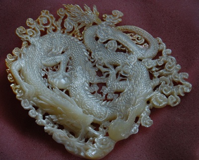 mother of pearl shell carving dragon