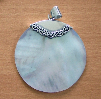 White Mop Shell Silver Pendant