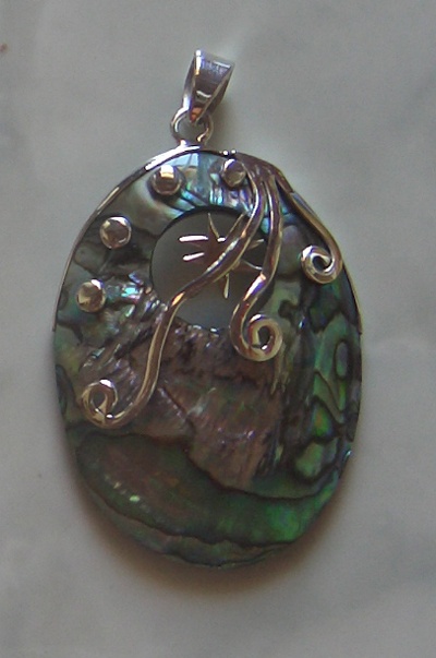 Silver With Paua Shell Oval