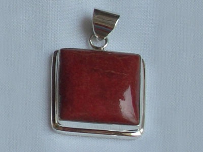 Red Coral Pendant Shell Silver
